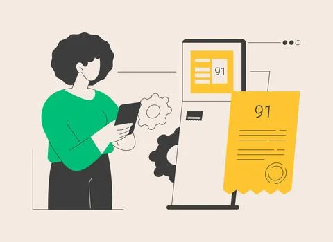 Electronic queuing system abstract concept vector illustration. Stock Illustration