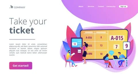 Electronic queuing system concept landing page Illustrazione stock