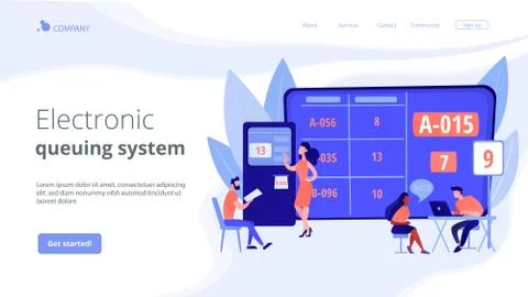 Electronic queuing system concept landing page Illustrazione stock