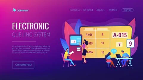 Electronic queuing system concept landing page Illustrazione stock