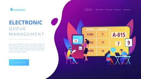 Electronic queuing system concept landing page Illustrazione stock