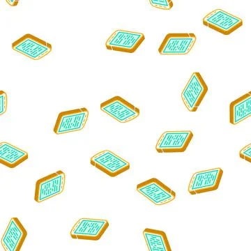 Electronic read book gadget isometric icon seamless pattern Stock Illustration