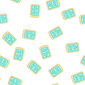 Electronic read book gadget vector seamless pattern Illustrazione stock