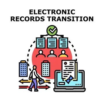 Electronic records transition process business data management Stock Illustration