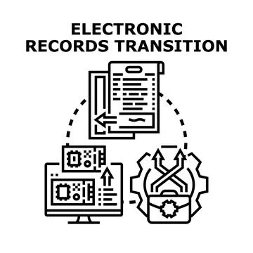 Electronic records transition process data management Illustrazione stock