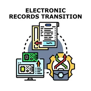Electronic records transition process data management Stock Illustration