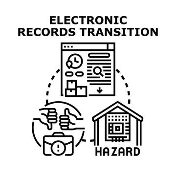 Electronic records transition process evaluating benefits and risks 库存插图