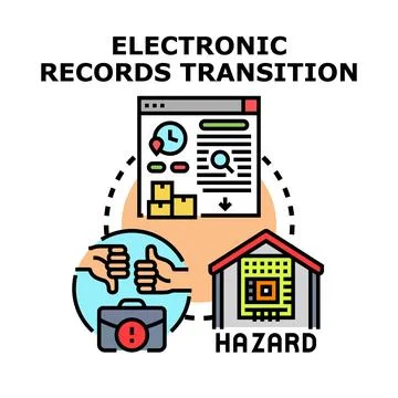 Electronic records transition process evaluating benefits and risks Stockillustratie