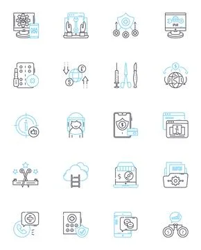 Electronic retail linear icons set. Gadgets, Devices, Technology, Digital Illustrazione stock