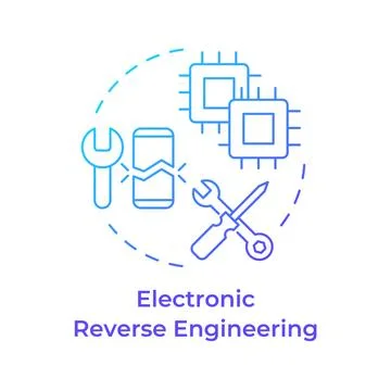 Electronic reverse engineering blue gradient concept icon Illustrazione stock