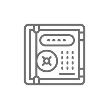 Electronic safe, personal protection, cryptography line icon. Stock Illustration