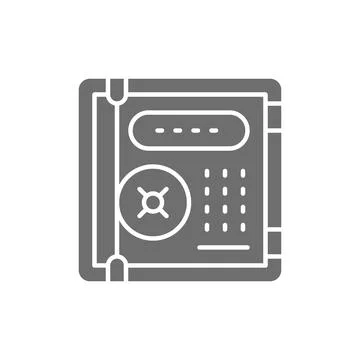 Electronic safe, personal protection, cryptography grey icon. Illustrazione stock
