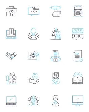Electronic sales linear icons set. Gadgets, Technology, Devices, Appliances Stock Illustration