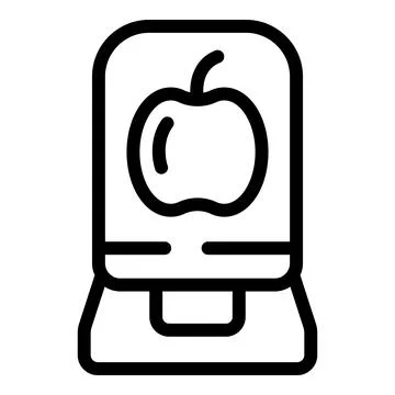 Electronic scale weighing an apple displaying weight on screen icon Stock Illustration