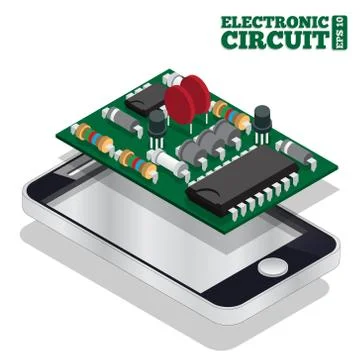 Electronic scheme of mobile phone. Stock Illustration