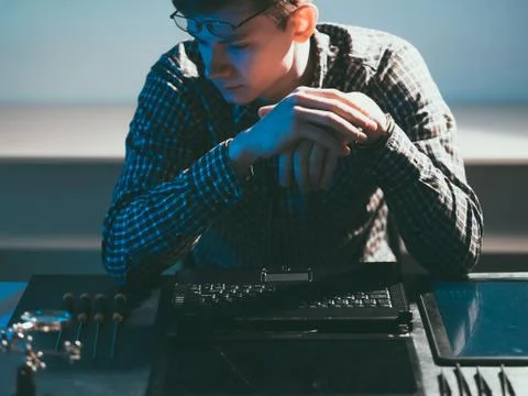 Electronic science computer engineering laptop 스톡 사진
