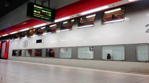 Electronic scoreboard with train and clock information Stock Footage 93678328