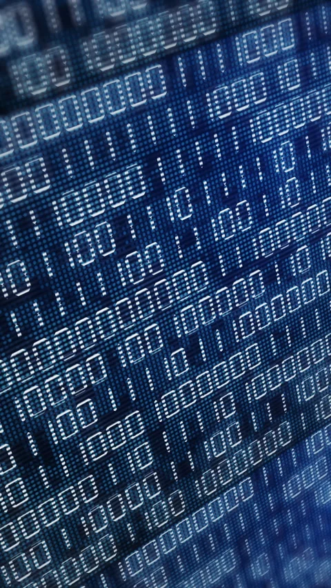 Electronic screen with binary code. Blue display with flickering dots and pixels Stock Footage 278190238