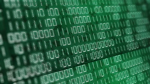 Electronic screen with changing binary code. Green computer display Video stock 240989919