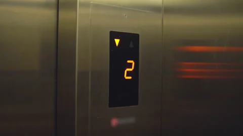 Electronic screen with floor number and directions in an elevator Stock Footage 89872554