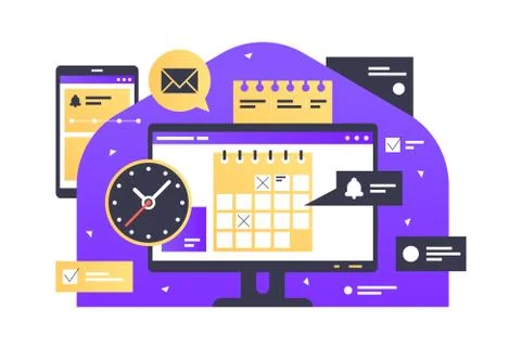 Electronic screen with schedule and planning information Stock Illustration