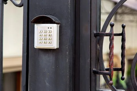 Electronic security lock for access with buttons for entering. Stock Photos