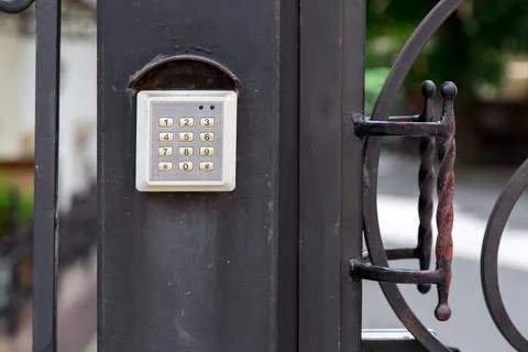 Electronic security lock for access with buttons for entering. Stock Photos