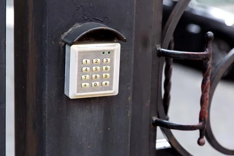 Electronic security lock for access with buttons for entering. Stock Photos