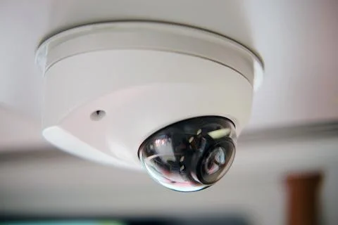 The electronic security system includes a CCTV camera that monitors the tra.. Stock Photos