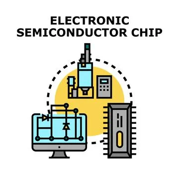 Electronic semiconductor chip manufacturing process and design Stock Illustration