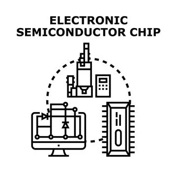 Electronic semiconductor chip manufacturing process and design Stock Illustration