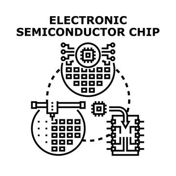 Electronic semiconductor chip production manufacturing process computing devi 库存插图