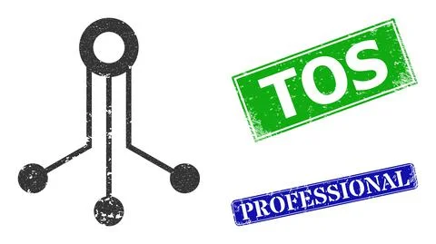 Electronic Sensor Scratched Icon and Scratched Tos Imprint Stock Illustration