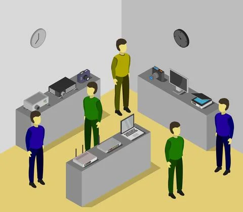 Electronic shop isometric illustrated in vector on a white background Stock Illustration