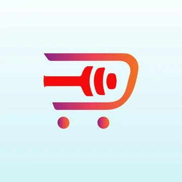 Electronic shopping cart vector logo design with fitness icon Stock Illustration