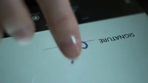 Electronic signature on the document. Stock Footage 157866828