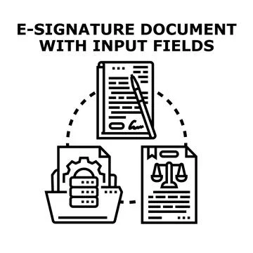 Electronic signature document managing data and legal agreement Stock Illustration