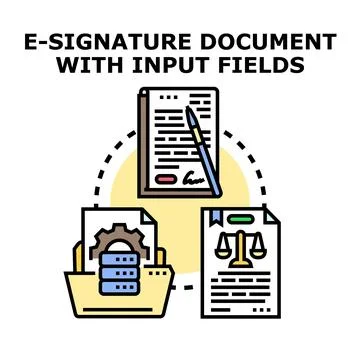 Electronic signature document managing data and legal agreement Stock Illustration