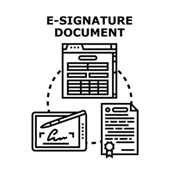 Electronic signature document process for digital contracts イラスト素材