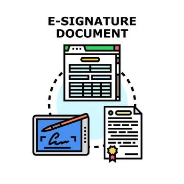 Electronic signature document process for digital contracts Stock Illustration