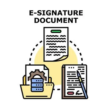 Electronic signature document processing digital data concept Stock Illustration