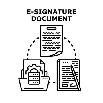 Electronic signature document processing digital data concept Stockillustratie