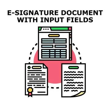 Electronic signature document processing with input fields 库存插图