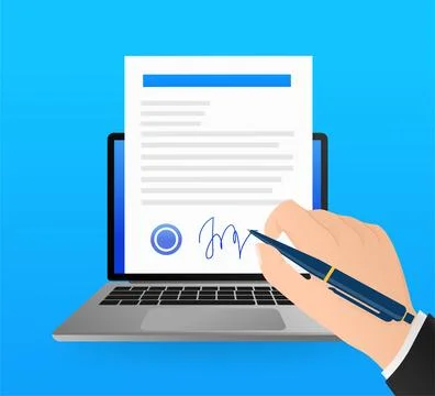 Electronic signature in flat style. Flat infographic. Phone icon vector. Digital Illustration