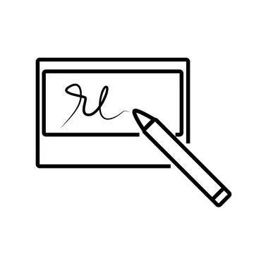 Electronic Signature Icon. Digital E-Sign Document Approval Vector Illustration Illustrazione stock