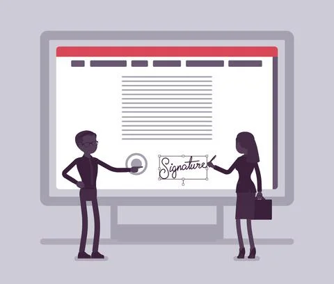 Electronic signature on PC screen Stock Illustration