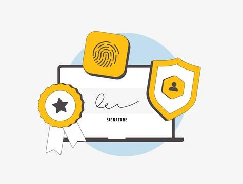 Electronic signature for secure online document signing, digital authentication Stock-Illustration