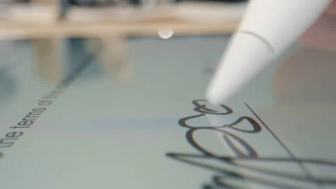 Electronic Signature on Tablet Computer by Stylus in Male Hand. Sign Document of Видео 199480693