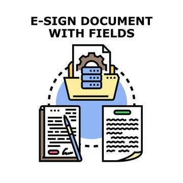 Electronic signing documents process workflow with data fields Stockillustratie