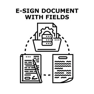 Electronic signing documents process workflow with data fields Stock Illustration